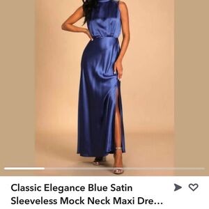 Lulu's Midnight Blue Satin Maxi Dress